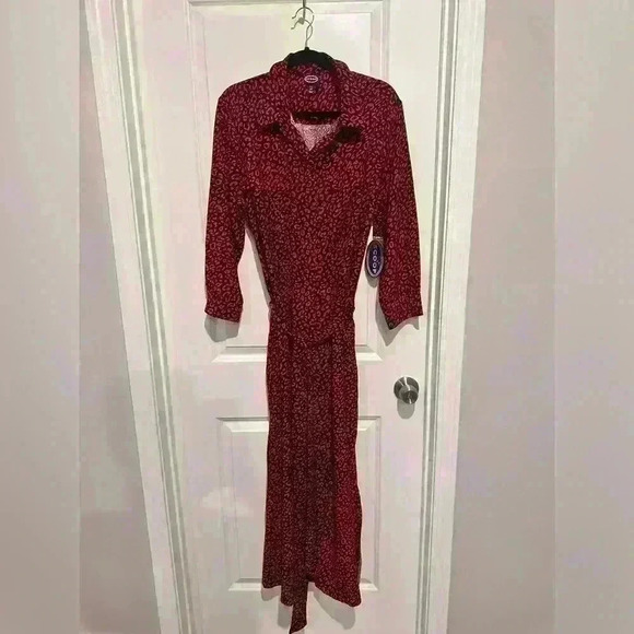 WOMENS SCOOP ANIMAL PRINT BELTED MAXI SHIRT DRESS, RED/NAVY Sz XXL(20) - Picture 1 of 3
